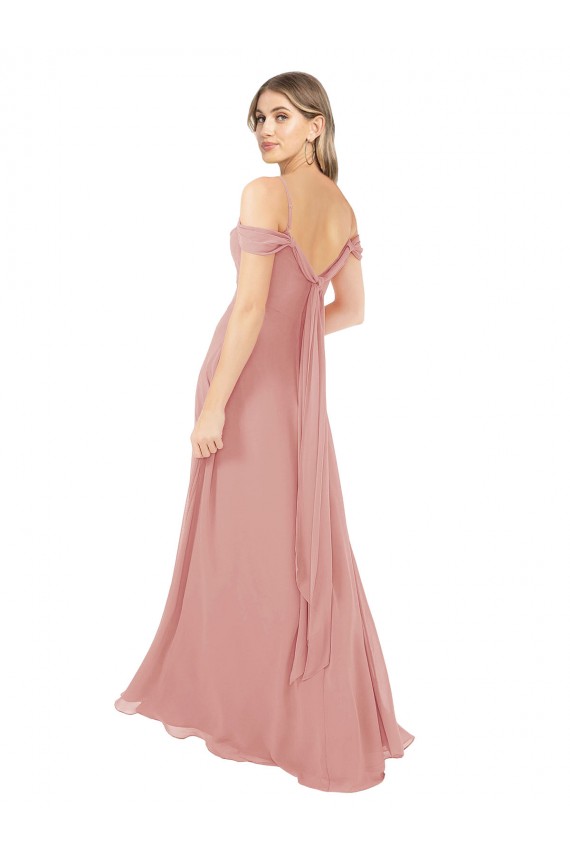 Long Sleeveless Soft Chiffon Bliss Pink A-Line Bridal Party Dress Newcastle