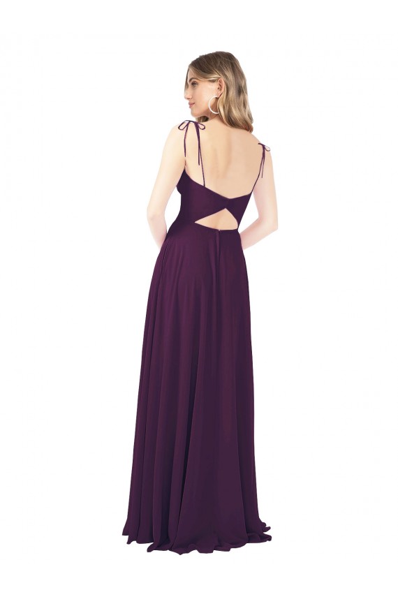 Long Sleeveless Soft Chiffon Grape Spaghetti Straps A-Line Bridesmaid Dress Newcastle