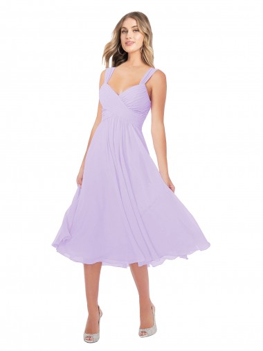 Midi Length Sleeveless Soft Chiffon Lilac A-Line High Low Bridesmaid Dress Newcastle