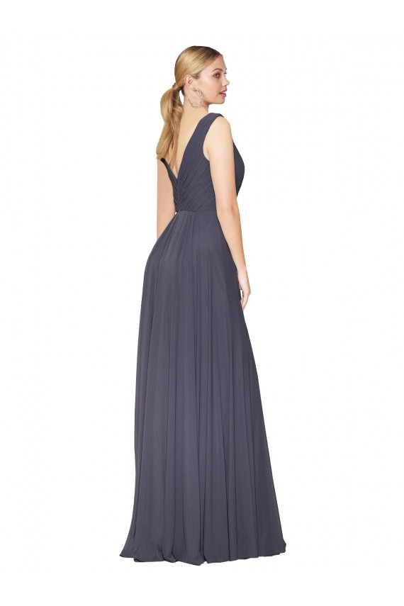 Long Sleeveless Soft Chiffon Dusty Blue A-Line Formal Evening Gown / Prom Dress / Bridesmaid Dress Newcastle