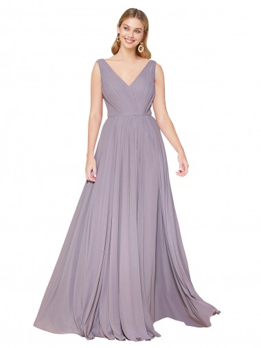 Long Sleeveless Soft Chiffon Dusty Rose A-Line Formal Evening Gown / Prom Dress / Bridesmaid Dress Newcastle