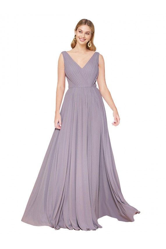 Long Sleeveless Soft Chiffon Dusty Rose A-Line Formal Evening Gown / Prom Dress / Bridesmaid Dress Newcastle