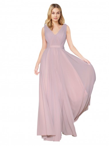 Long Sleeveless Soft Chiffon Primrose A-Line Formal Evening Gown / Prom Dress / Bridesmaid Dress Newcastle