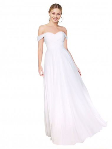 Long Sleeveless Soft Chiffon White A-Line Formal Evening Gown / Prom Dress / Bridesmaid Dress Newcastle