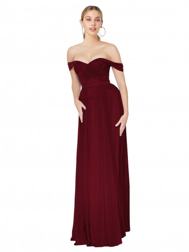 Long Sleeveless Soft Chiffon Burgundy Mermaid Formal Dress / Bridesmaid Dress Newcastle