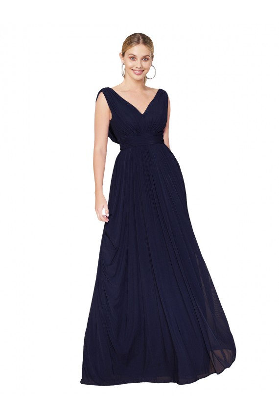 Long Sleeveless Soft Chiffon Dark Navy A-Line Formal Evening Gown / Prom Dress / Bridesmaid Dress Newcastle