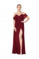Long Cold Shoulder Soft Chiffon Burgundy Trumpet Formal Evening Gown / Prom Dress / Bridesmaid Dress Newcastle