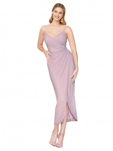 Knee Length Sleeveless Soft Chiffon Primrose Mermaid High Low Evening Gown / Prom Dress / Bridesmaid Dress Newcastle