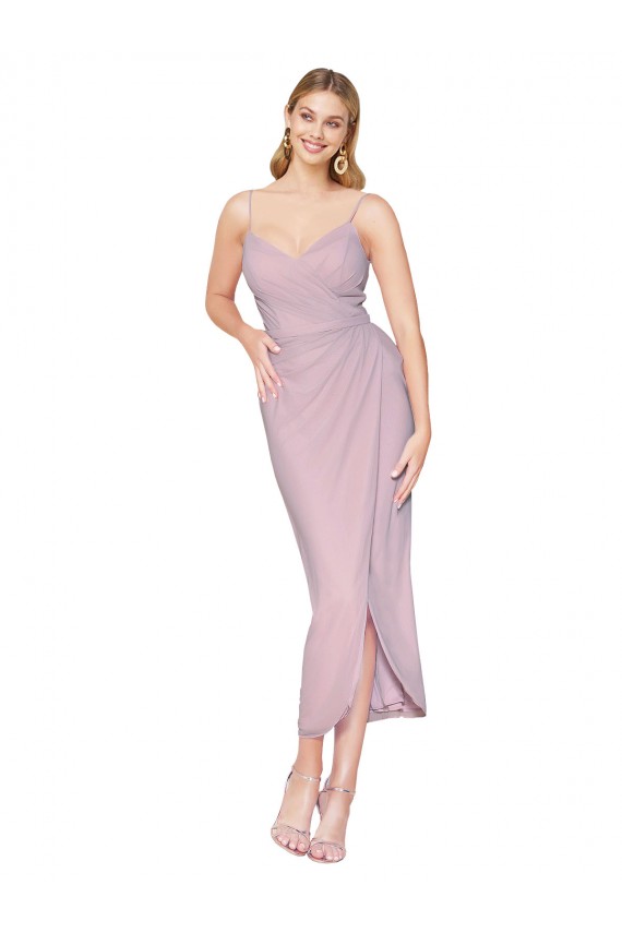 Knee Length Sleeveless Soft Chiffon Primrose Mermaid High Low Evening Gown / Prom Dress / Bridesmaid Dress Newcastle