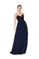 Long Sleeveless Soft Chiffon & Sequin Dark Navy A-Line Semi Formal Evening Dress / Prom Dress / Bridesmaid Dress Newcastle