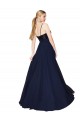 Long Sleeveless Soft Chiffon & Sequin Dark Navy A-Line Semi Formal Evening Dress / Prom Dress / Bridesmaid Dress Newcastle