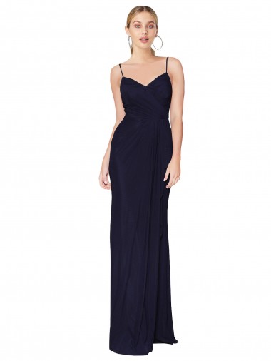 Long Sleeveless Soft Chiffon Dark Navy Mermaid Bridesmaid Dress / Formal Dress Newcastle