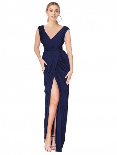 Long Sleeveless Soft Chiffon Dark Navy Mermaid Formal Evening Gown / Prom Dress / Bridesmaid Dress Newcastle