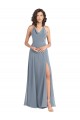 Long Sleeveless Soft Chiffon Dusty Blue Halter Neck A-Line Bridesmaid Dress Newcastle