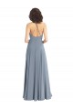 Long Sleeveless Soft Chiffon Dusty Blue Halter Neck A-Line Bridesmaid Dress Newcastle