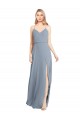 Long Sleeveless Soft Chiffon Dusty Blue A-Line Bridesmaid Gowns Newcastle
