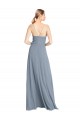 Long Sleeveless Soft Chiffon Dusty Blue A-Line Bridesmaid Gowns Newcastle