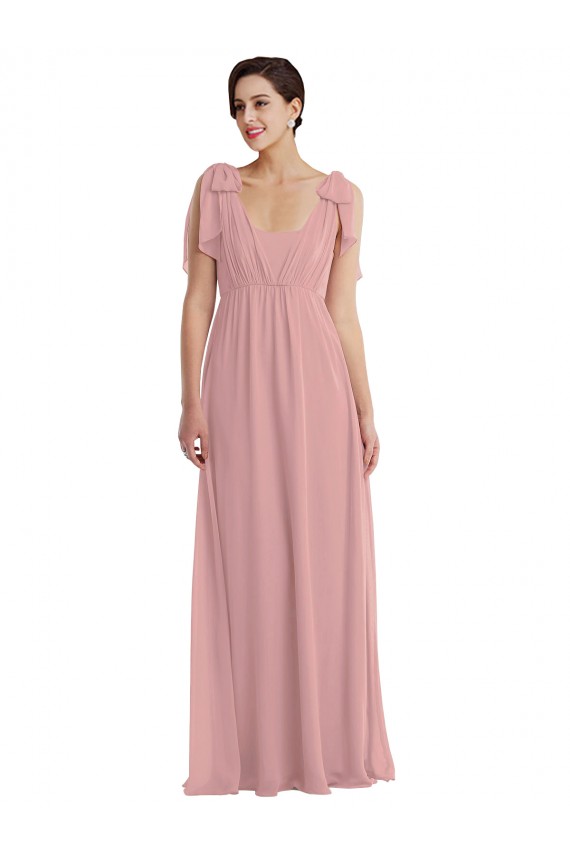 Long Sleeveless Soft Chiffon Dusty Pink A-Line Semi Formal Evening Dress / Bridesmaid Dress Newcastle