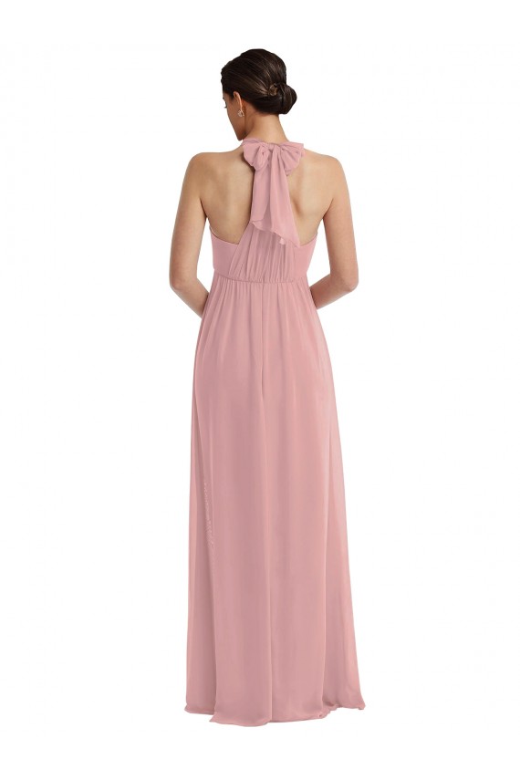 Long Sleeveless Soft Chiffon Dusty Pink A-Line Semi Formal Evening Dress / Bridesmaid Dress Newcastle