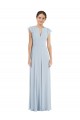 Long Flutter Sleeves Soft Chiffon Sea Glass A-Line Formal Evening Gown / Bridesmaid Dress Newcastle