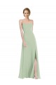 Long Sleeveless Soft Chiffon Sage Scoop Neck A-Line Semi Formal Evening Dress / Bridesmaid Dress Newcastle