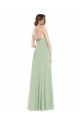 Long Sleeveless Soft Chiffon Sage Scoop Neck A-Line Semi Formal Evening Dress / Bridesmaid Dress Newcastle
