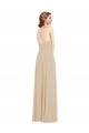 Long Sleeveless Soft Chiffon Champagne A-Line Semi Formal Evening Dress / Bridesmaid Dress Newcastle