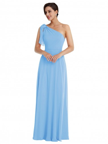 Long Sleeveless Soft Chiffon Periwinkle Trumpet Semi Formal Evening Dress / Bridesmaid Dress Newcastle