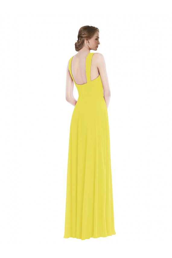 Long Sleeveless Soft Chiffon Yellow A-Line Semi Formal Evening Dress / Bridesmaid Dress Newcastle