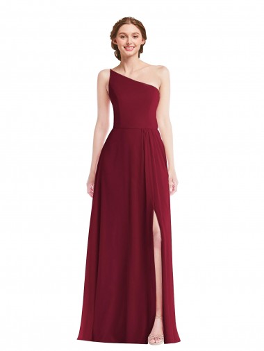 Long Sleeveless Soft Chiffon Burgundy A-Line Semi Formal Evening Dress / Bridesmaid Dress Newcastle