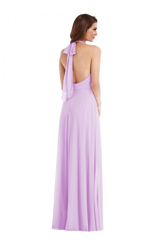 Long Sleeveless Soft Chiffon Lilac A-Line Semi Formal Evening Dress / Bridesmaid Dress Newcastle