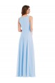 Long Sleeveless Soft Chiffon Light Sky Blue V-Neck A-Line Semi Formal Evening Dress / Bridesmaid Dress Newcastle
