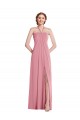 Long Sleeveless Soft Chiffon Skin Pink Halter Neck A-Line Semi Formal Evening Dress / Bridesmaid Dress Newcastle