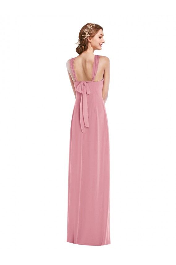 Long Sleeveless Soft Chiffon Skin Pink Halter Neck A-Line Semi Formal Evening Dress / Bridesmaid Dress Newcastle