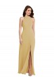 Long Sleeveless Soft Chiffon Gold A-Line Semi Formal Evening Dress / Bridesmaid Dress Newcastle