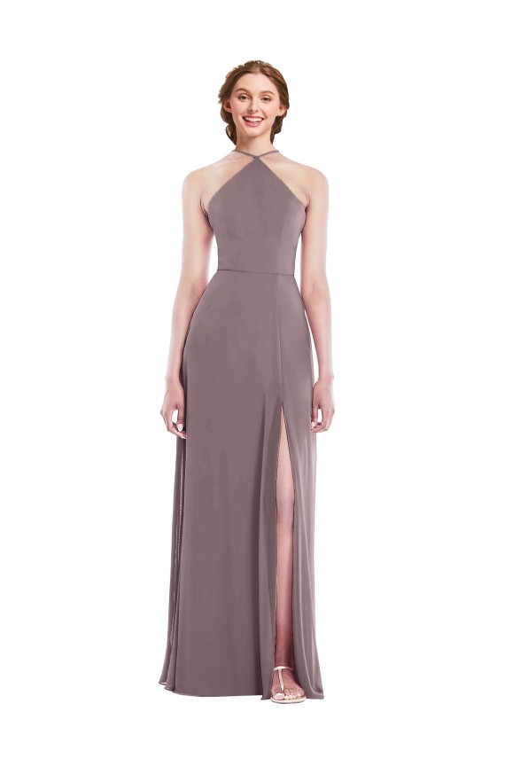 Long Sleeveless Soft Chiffon Dusty Rose A-Line Formal Evening Gown / Bridesmaid Dress Newcastle