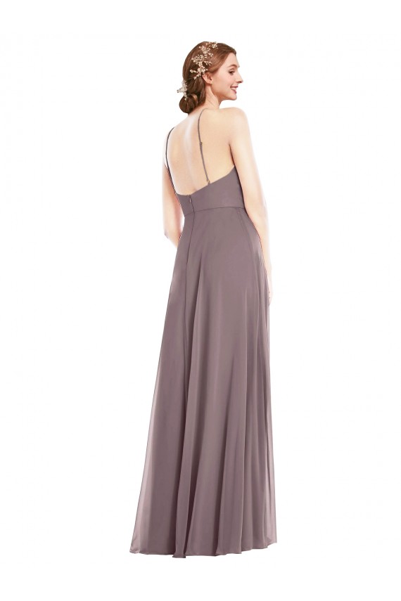 Long Sleeveless Soft Chiffon Dusty Rose A-Line Formal Evening Gown / Bridesmaid Dress Newcastle