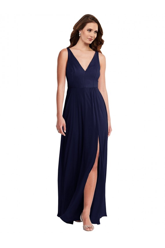 Long Sleeveless Soft Chiffon Dark Navy A-Line Black Tie Evening Gown / Bridesmaid Dress Newcastle