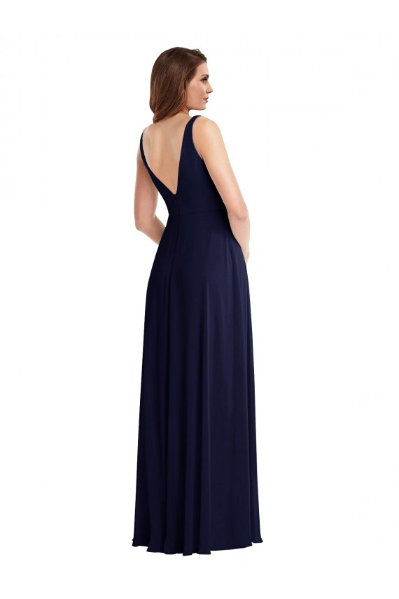 Long Sleeveless Soft Chiffon Dark Navy A-Line Black Tie Evening Gown / Bridesmaid Dress Newcastle