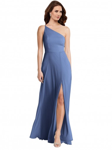 Long Sleeveless Soft Chiffon Windsor Blue A-Line Formal Evening Gown / Bridesmaid Dress Newcastle