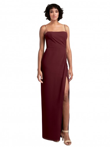 Long Sleeveless Soft Chiffon Burgundy Gold A-Line Evening Dress / Bridesmaid Dress Newcastle