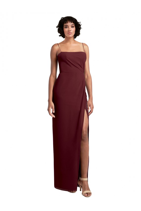 Long Sleeveless Soft Chiffon Burgundy Gold A-Line Evening Dress / Bridesmaid Dress Newcastle