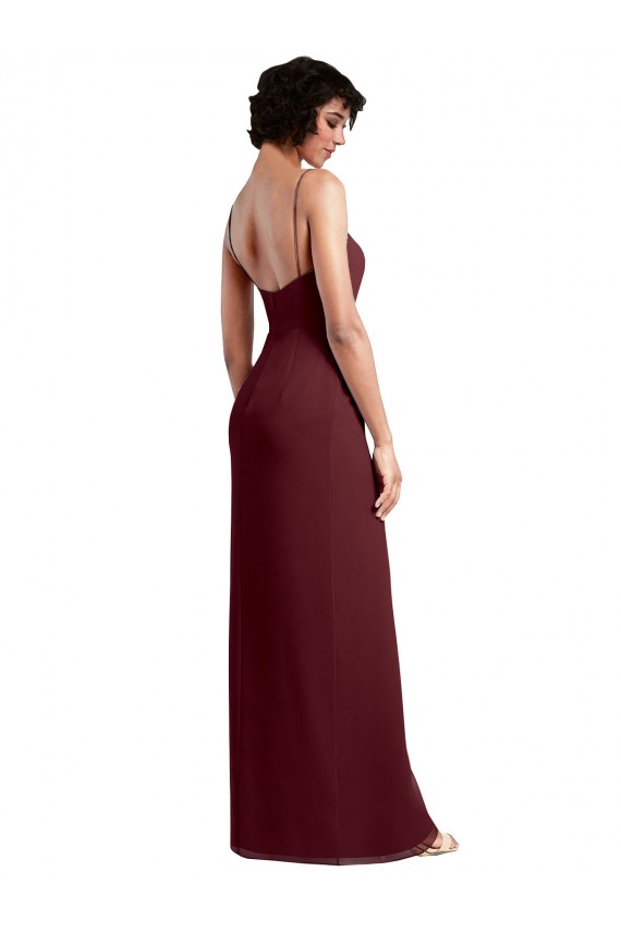 Long Sleeveless Soft Chiffon Burgundy Gold A-Line Evening Dress / Bridesmaid Dress Newcastle