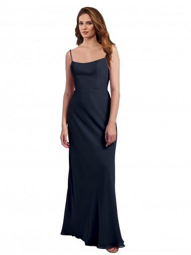 Long Sleeveless Soft Chiffon Dark Navy A-Line Evening Dress / Bridesmaid Dress Newcastle