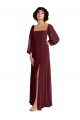 Long Long Sleeves Chiffon Burgundy Gold A-Line Bridesmaid Dress / Evening Dress Newcastle
