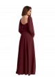 Long Long Sleeves Chiffon Burgundy Gold A-Line Bridesmaid Dress / Evening Dress Newcastle