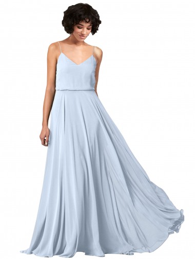 Long Sleeveless Soft Chiffon Light Sky Blue A-Line Formal Dress / Bridesmaid Dress Newcastle
