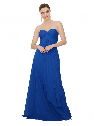Long Sleeveless Chiffon Royal Blue Sweetheart A-Line Bridesmaid Dress / Evening Dress Newcastle