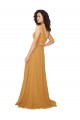 Long Sleeveless Soft Chiffon Saffron V-Neck A-Line Bridesmaid Dress Newcastle