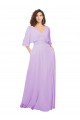 Long Half Sleeves Lxue Chiffon Lilac A-Line Bridesmaid Dress Newcastle